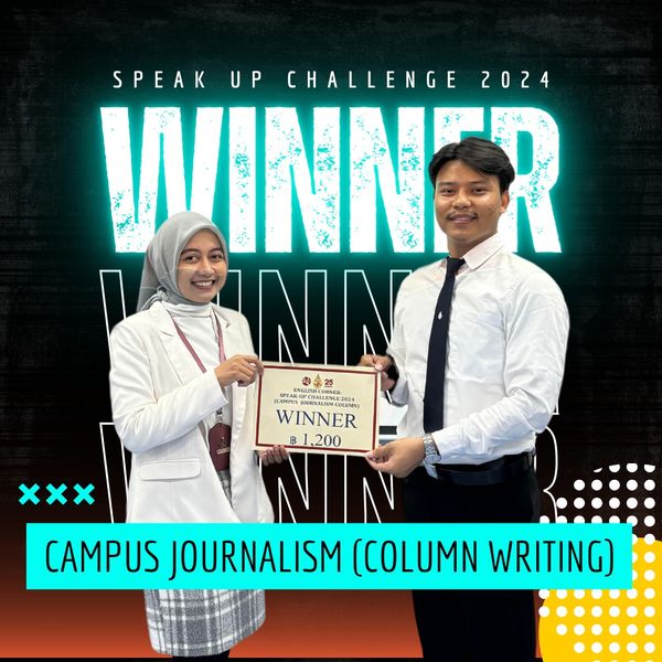 Congratulations!! to Mr. Hlaing Kaung Khant on receiving the Winner Prize in Campus Journalism 