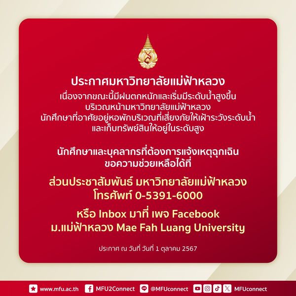 ประกาศมหาวิทยาลัยแม่ฟ้าหลวง