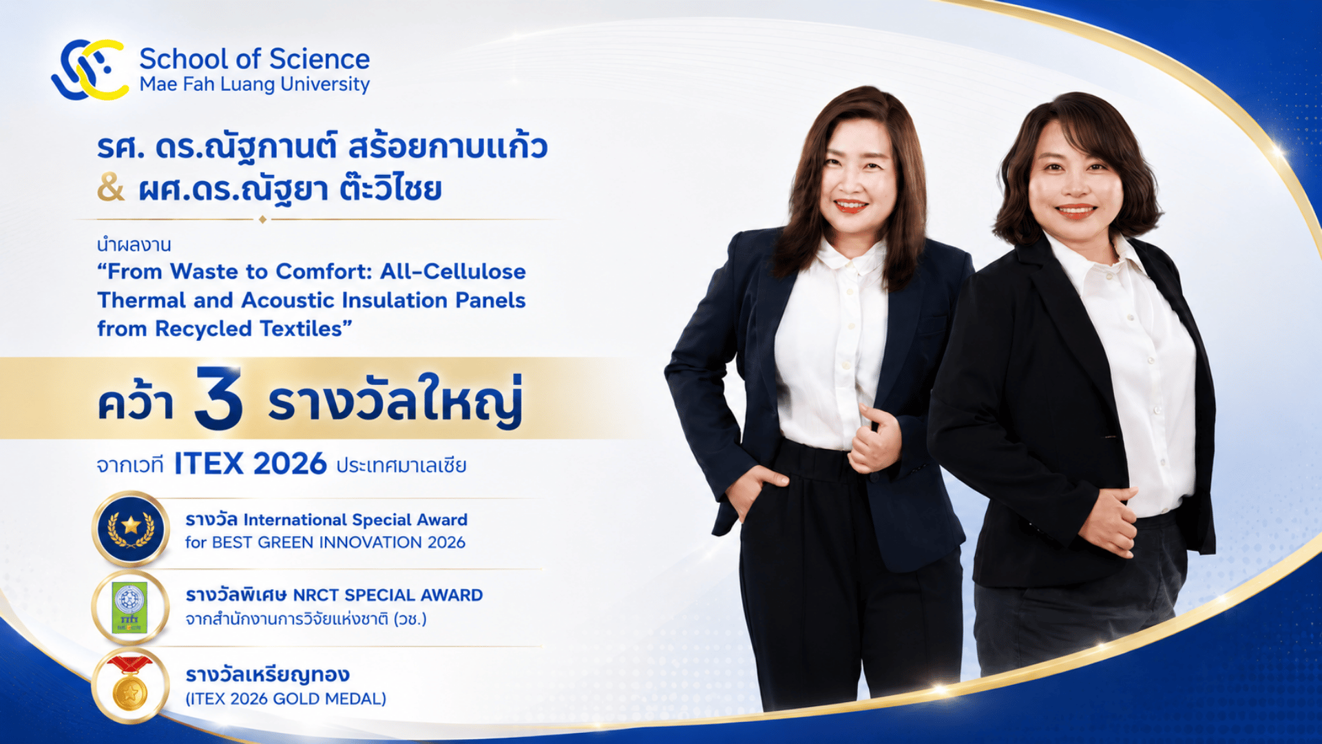  ความภาคภูมิใจระดับนานาชาติของทีมวิจัย iMatS สำนักวิชาวิทยาศาสตร์ มหาวิทยาลัยแม่ฟ้าหลวง